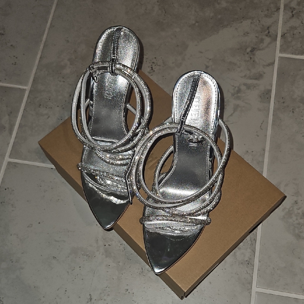 Steve Madden Silver Strappy Women's Heels